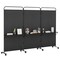 3-Panel Folding Room Divider with 3 Metal Shelves and Lockable Wheels